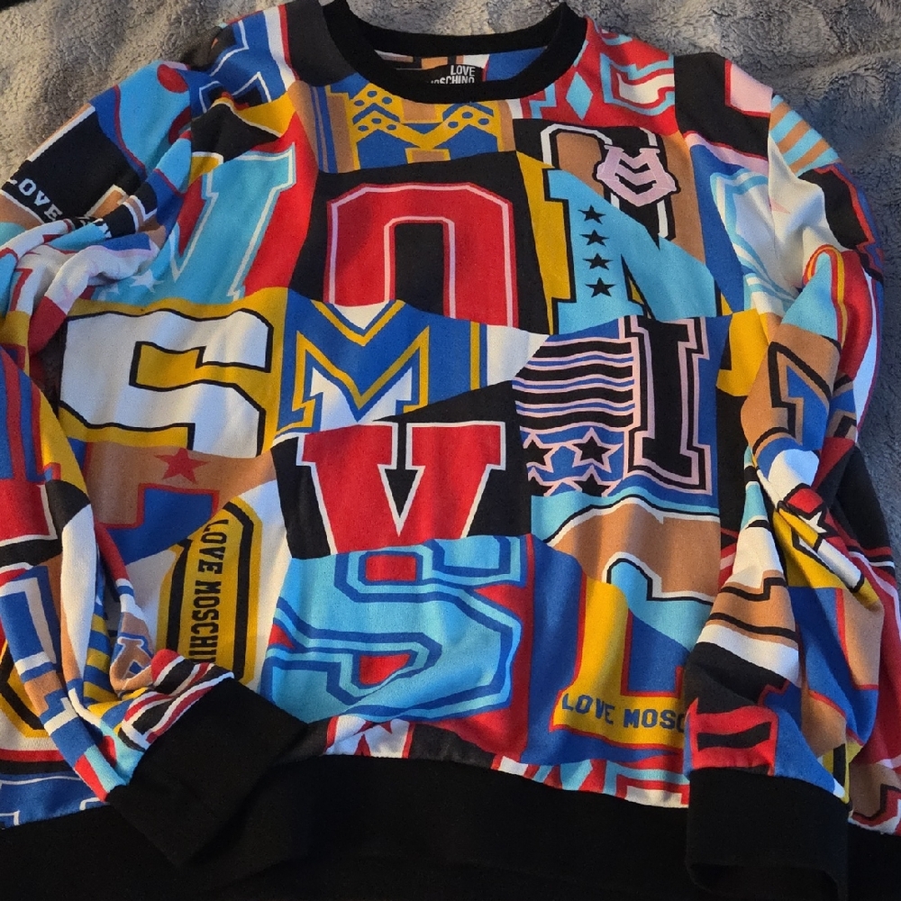 Love Moschino Colorful Patchwork Crewneck Sweater
